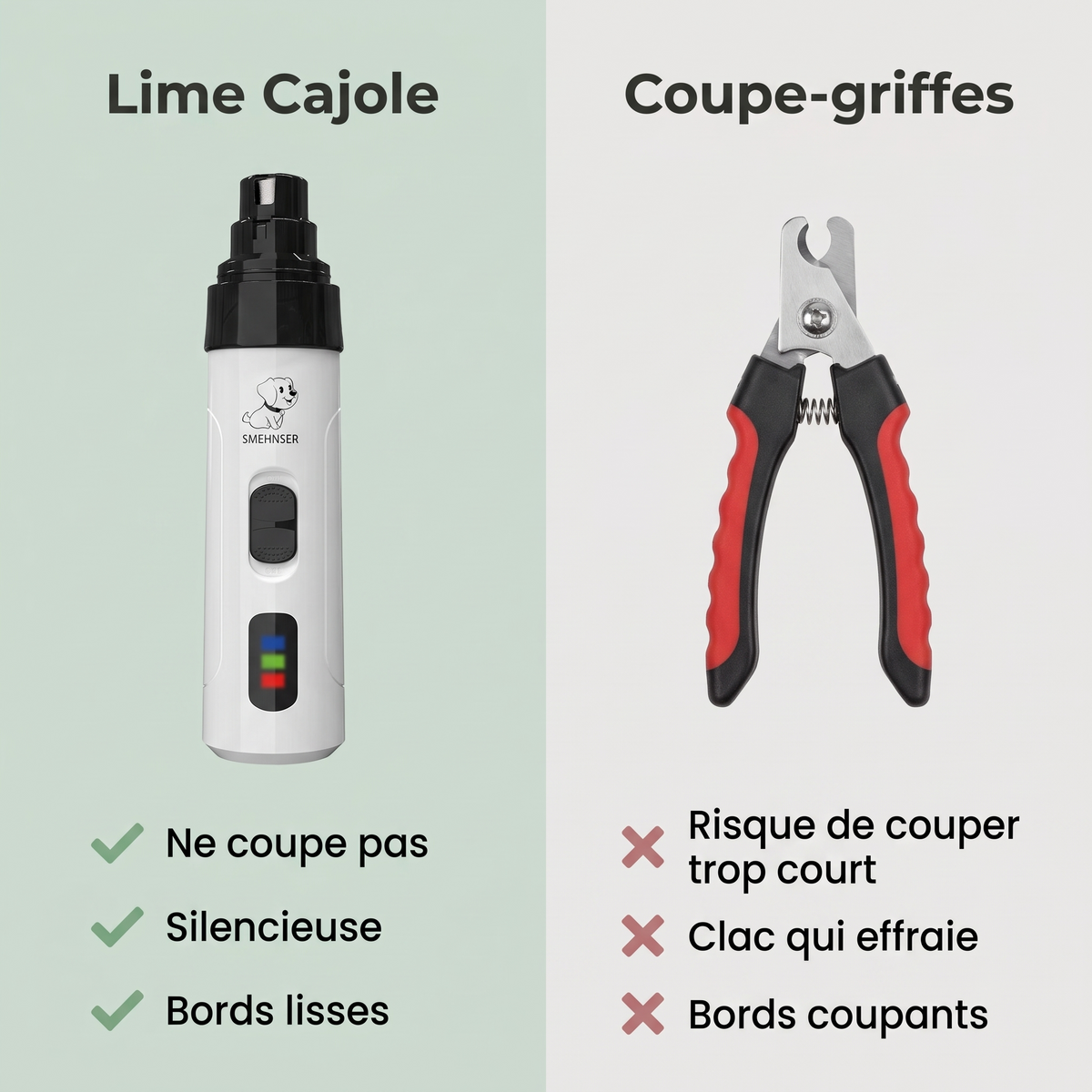 Comparatif lime Cajole contre coupe-griffes classique